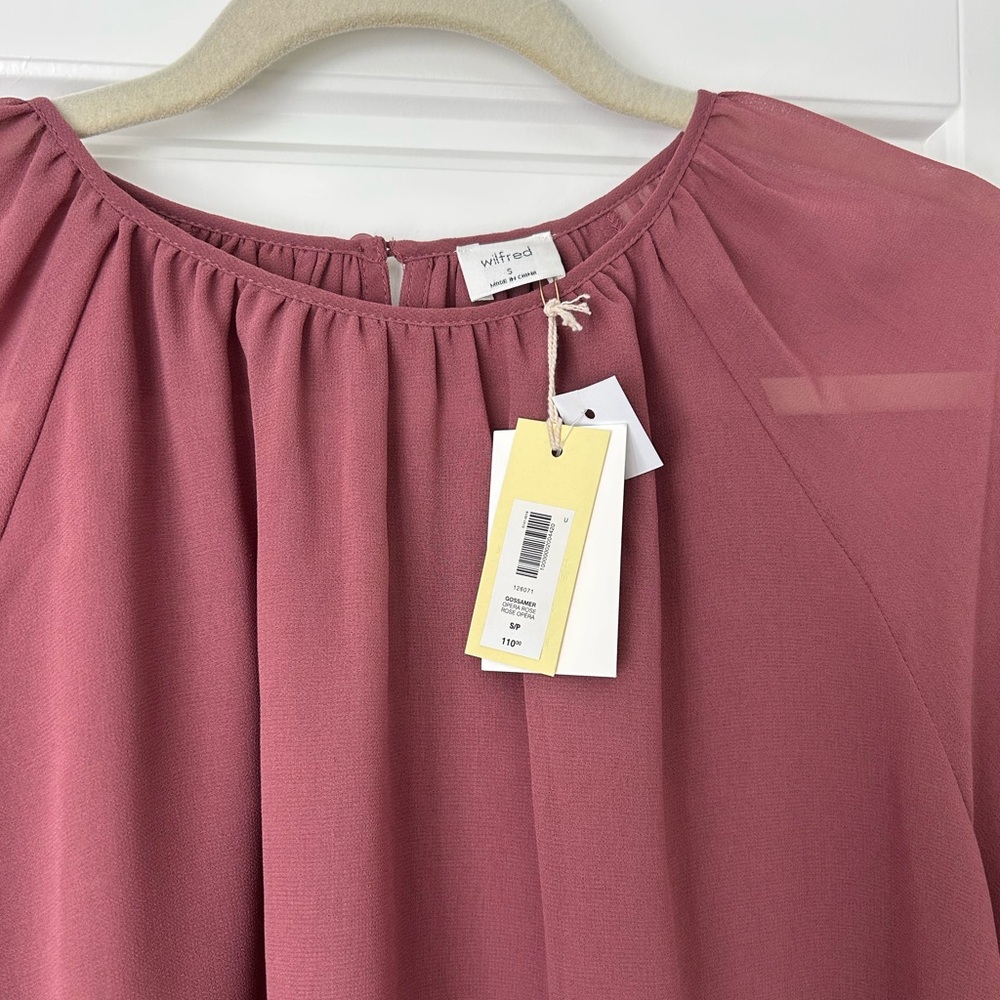 Aritzia Wilfred Mauve Ruffle Blouse Size S/P - Picture 2 of 4